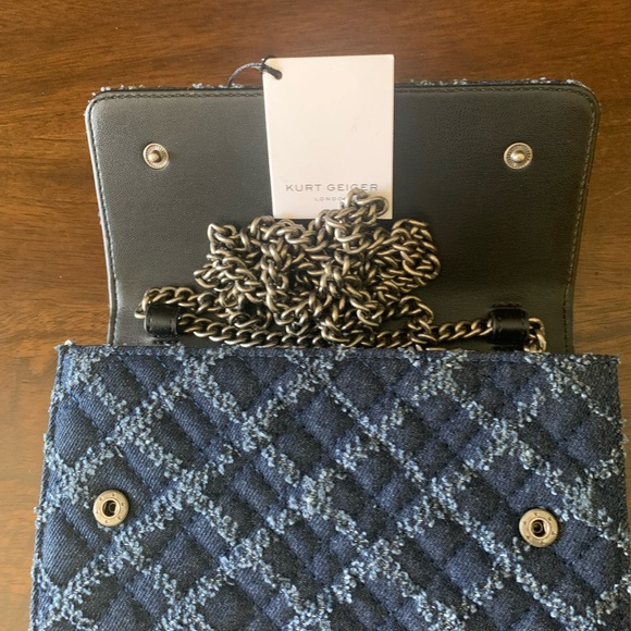 NWT Brixton Kurt Geiger Denim Crossbody with silver chain strap & dust bag ππ©΅π - Picture 5 of 10
